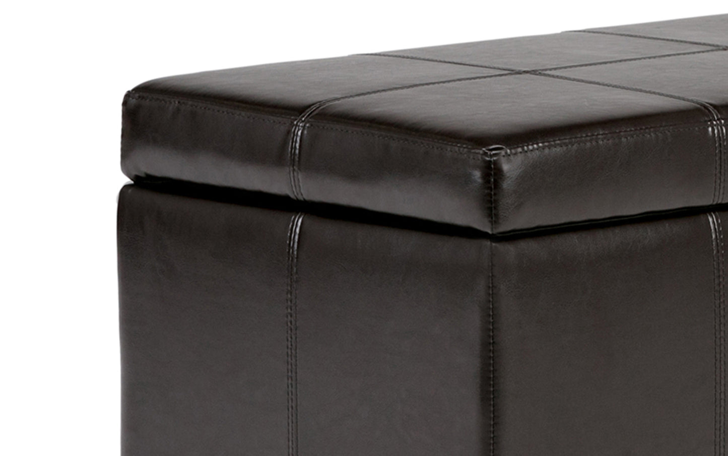 Coffee Brown Vegan Leather | Kingsley Bonded Leather Storage Ottoman