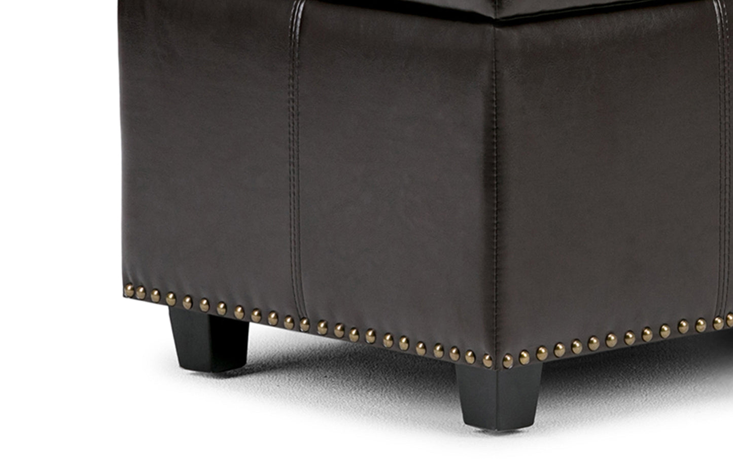 Coffee Brown Vegan Leather | Kingsley Bonded Leather Storage Ottoman