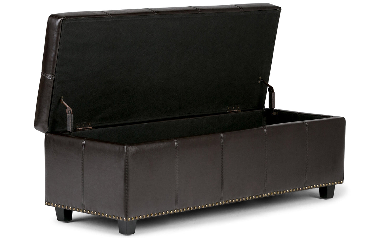 Coffee Brown Vegan Leather | Kingsley Bonded Leather Storage Ottoman