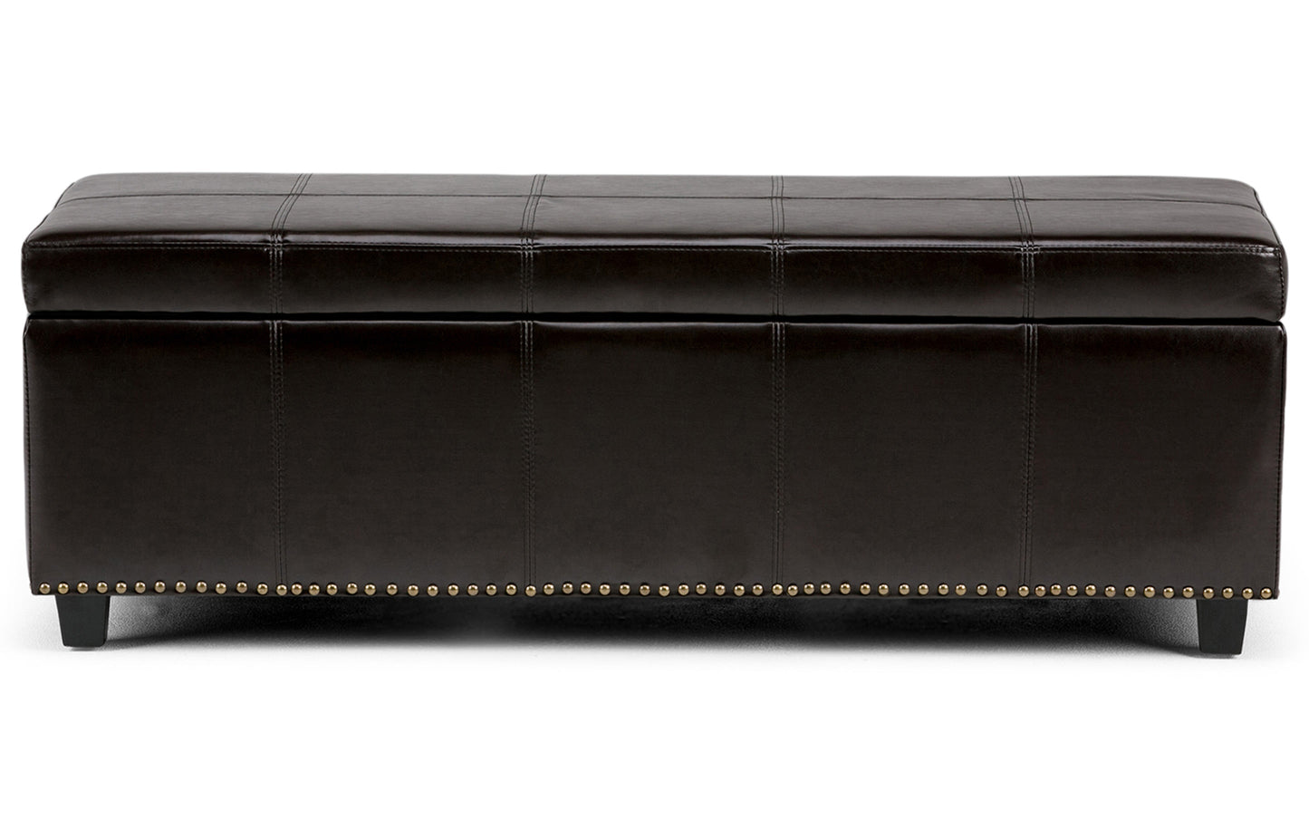 Coffee Brown Vegan Leather | Kingsley Bonded Leather Storage Ottoman