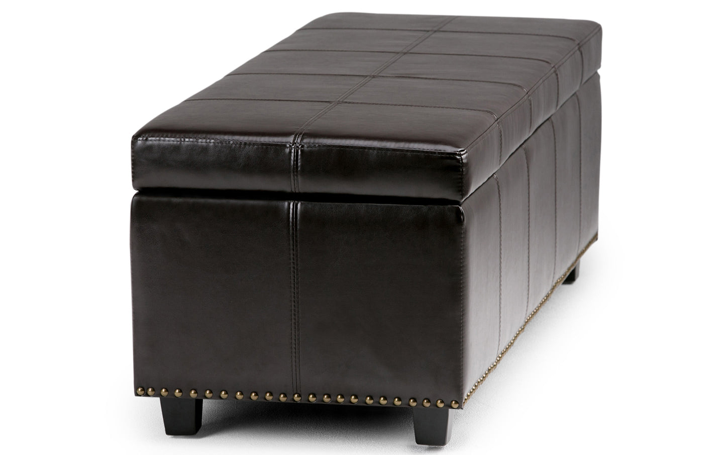 Coffee Brown Vegan Leather | Kingsley Bonded Leather Storage Ottoman