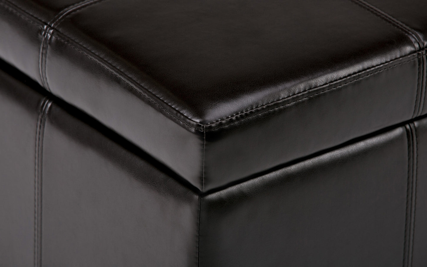 Coffee Brown Vegan Leather | Kingsley Bonded Leather Storage Ottoman