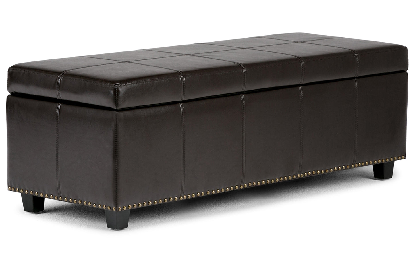 Coffee Brown Vegan Leather | Kingsley Bonded Leather Storage Ottoman