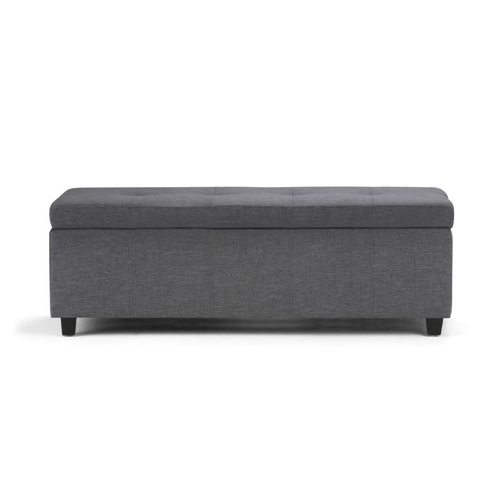 Slate Grey Linen Style Fabric | Castleford Large Storage Ottoman Bench