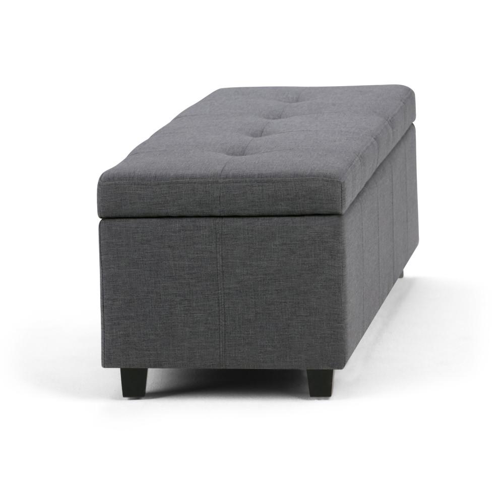 Slate Grey Linen Style Fabric | Castleford Large Storage Ottoman Bench