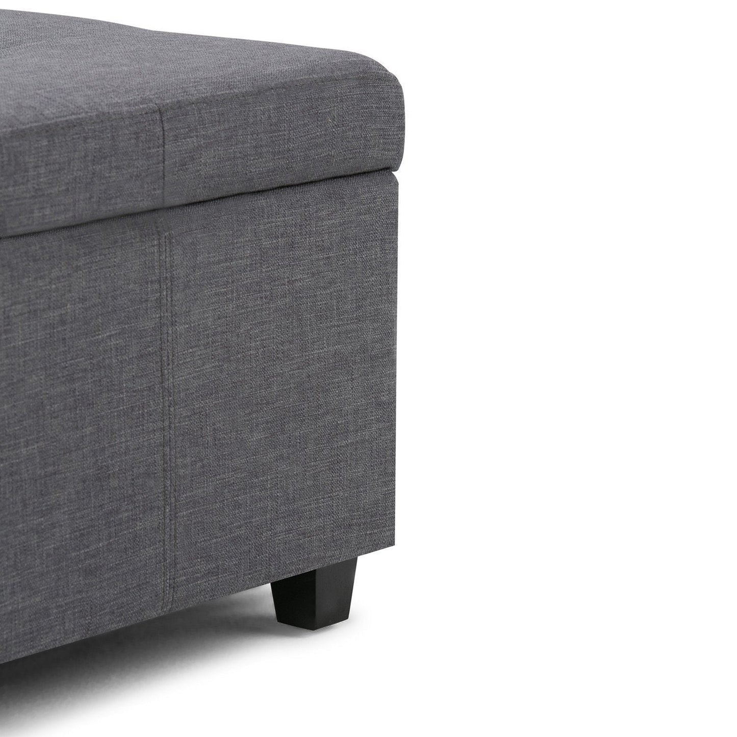 Slate Grey Linen Style Fabric | Castleford Large Storage Ottoman Bench