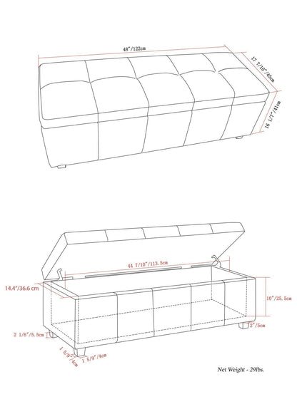 Slate Grey Linen Style Fabric | Castleford Large Storage Ottoman Bench