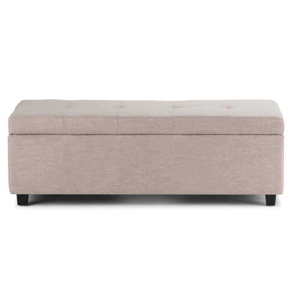 Natural Linen Style Fabric | Castleford Large Storage Ottoman Bench