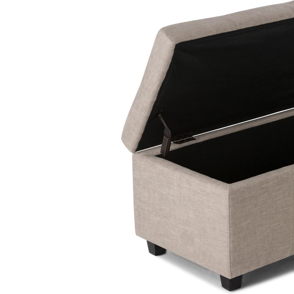 Natural Linen Style Fabric | Castleford Large Storage Ottoman Bench