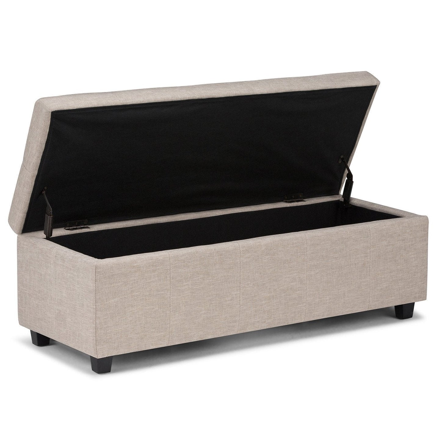 Natural Linen Style Fabric | Castleford Large Storage Ottoman Bench