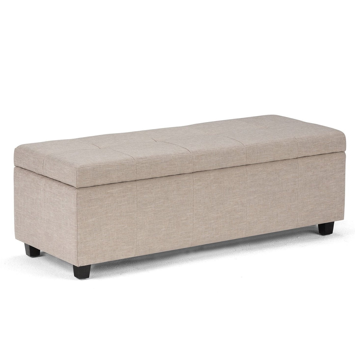 Natural Linen Style Fabric | Castleford Large Storage Ottoman Bench