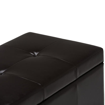 Coffee Brown Vegan Leather | Castleford Large Storage Ottoman Bench