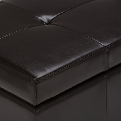 Coffee Brown Vegan Leather | Castleford Large Storage Ottoman Bench