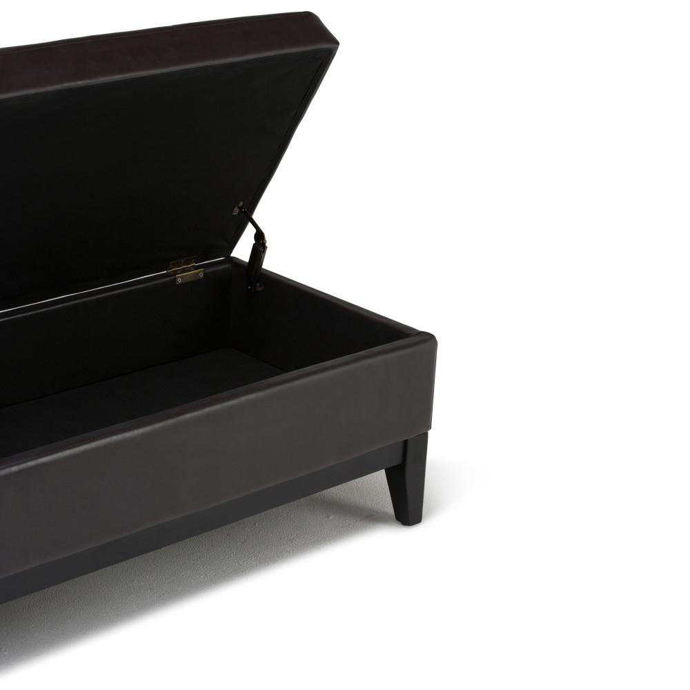 Tanners Brown Vegan Leather | Oregon Vegan Leather Storage Ottoman with Tray