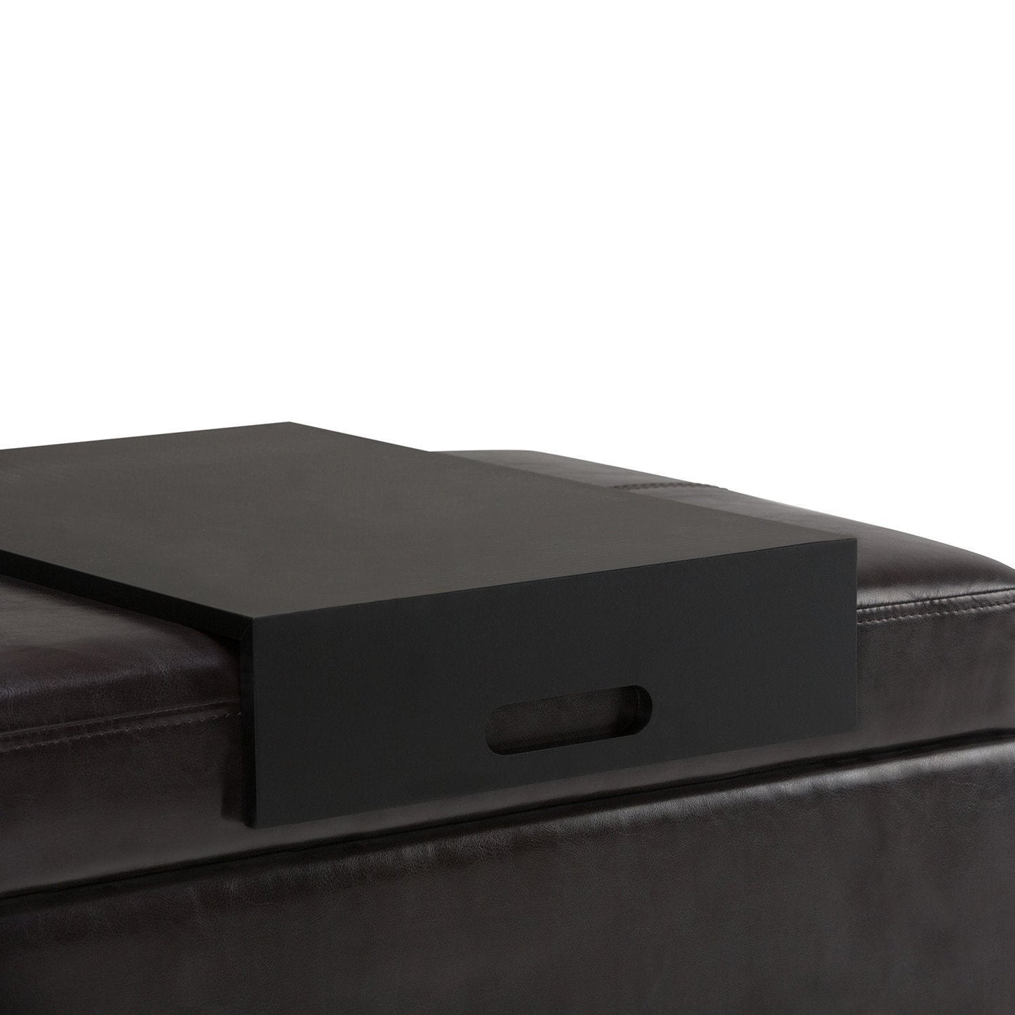 Tanners Brown Vegan Leather | Oregon Vegan Leather Storage Ottoman with Tray