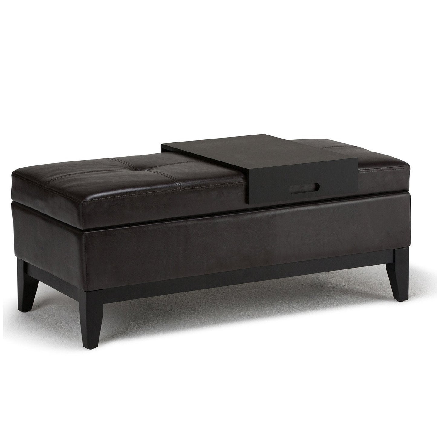 Tanners Brown Vegan Leather | Oregon Vegan Leather Storage Ottoman with Tray