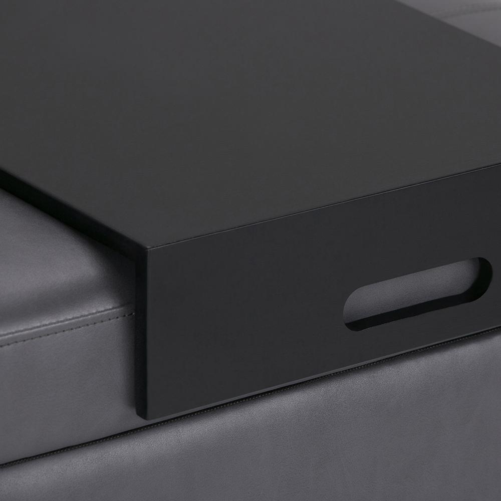 Stone Grey Vegan Leather | Oregon Vegan Leather Storage Ottoman with Tray