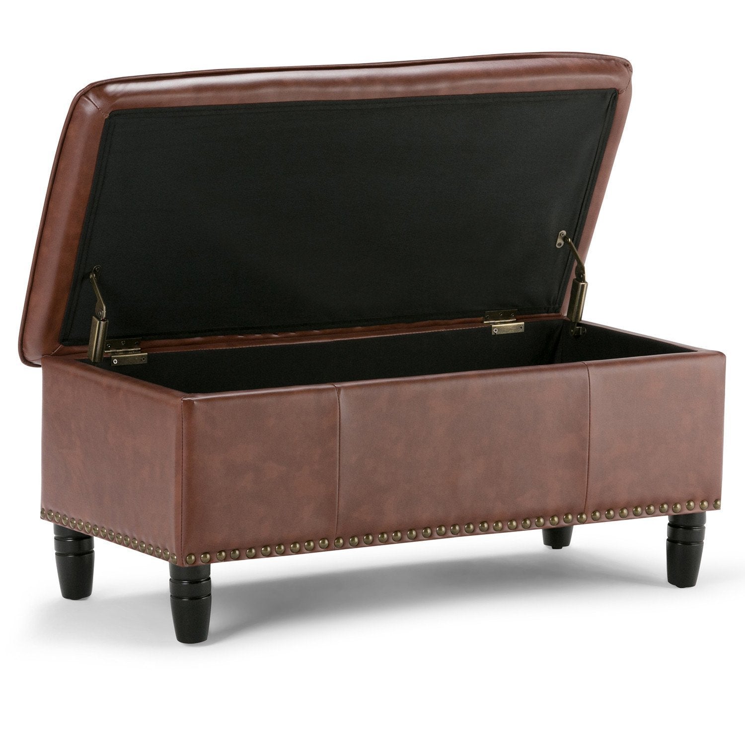 Cognac Vegan Leather | Emily Vegan Leather Storage Ottoman