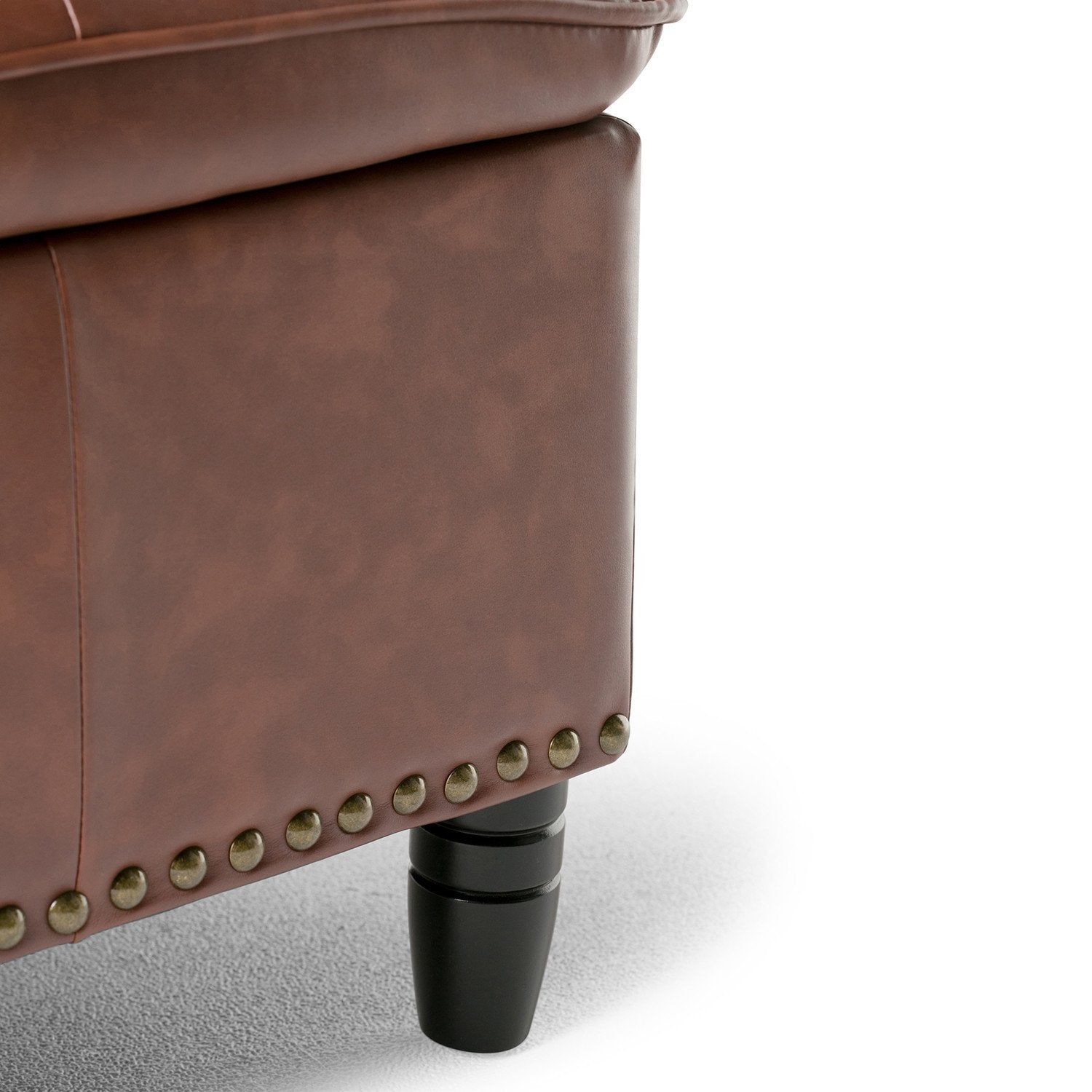 Cognac Vegan Leather | Emily Vegan Leather Storage Ottoman