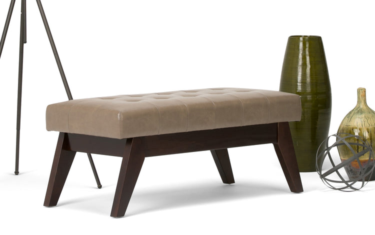 Ash Blonde Vegan Leather | Draper Ottoman Bench in Vegan Leather