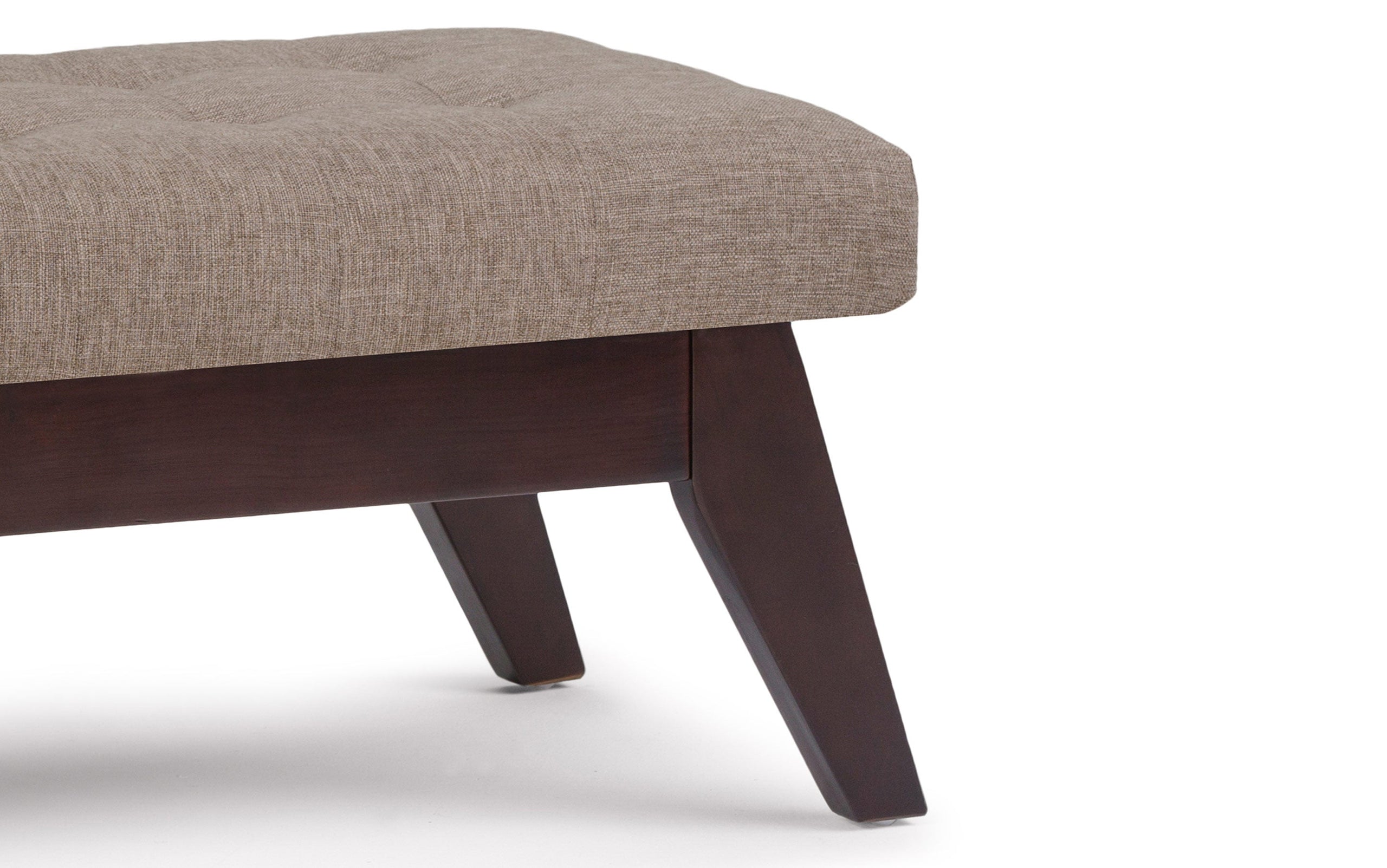 Fawn Brown Linen Style Fabric | Draper Ottoman Bench in Linen