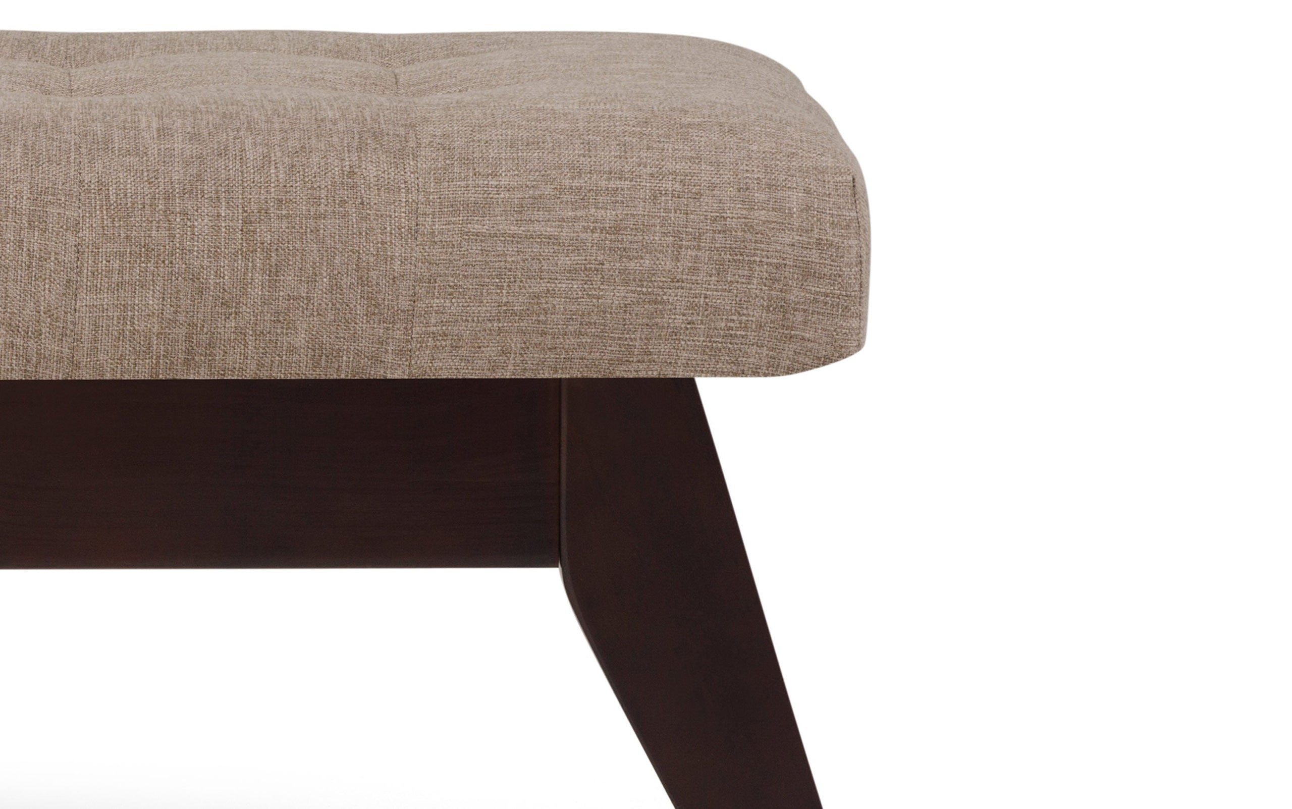 Fawn Brown Linen Style Fabric | Draper Ottoman Bench in Linen