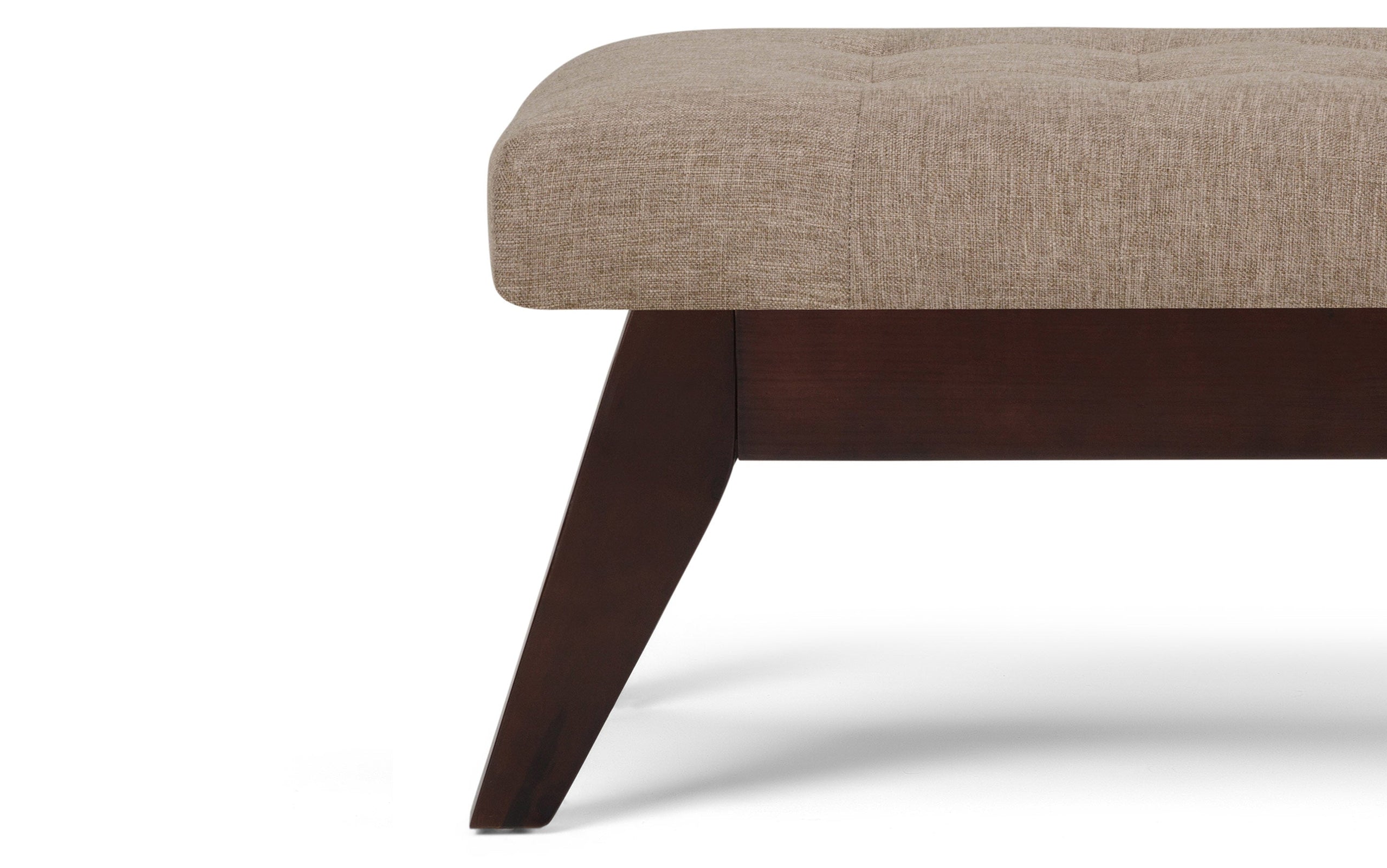 Fawn Brown Linen Style Fabric | Draper Ottoman Bench in Linen