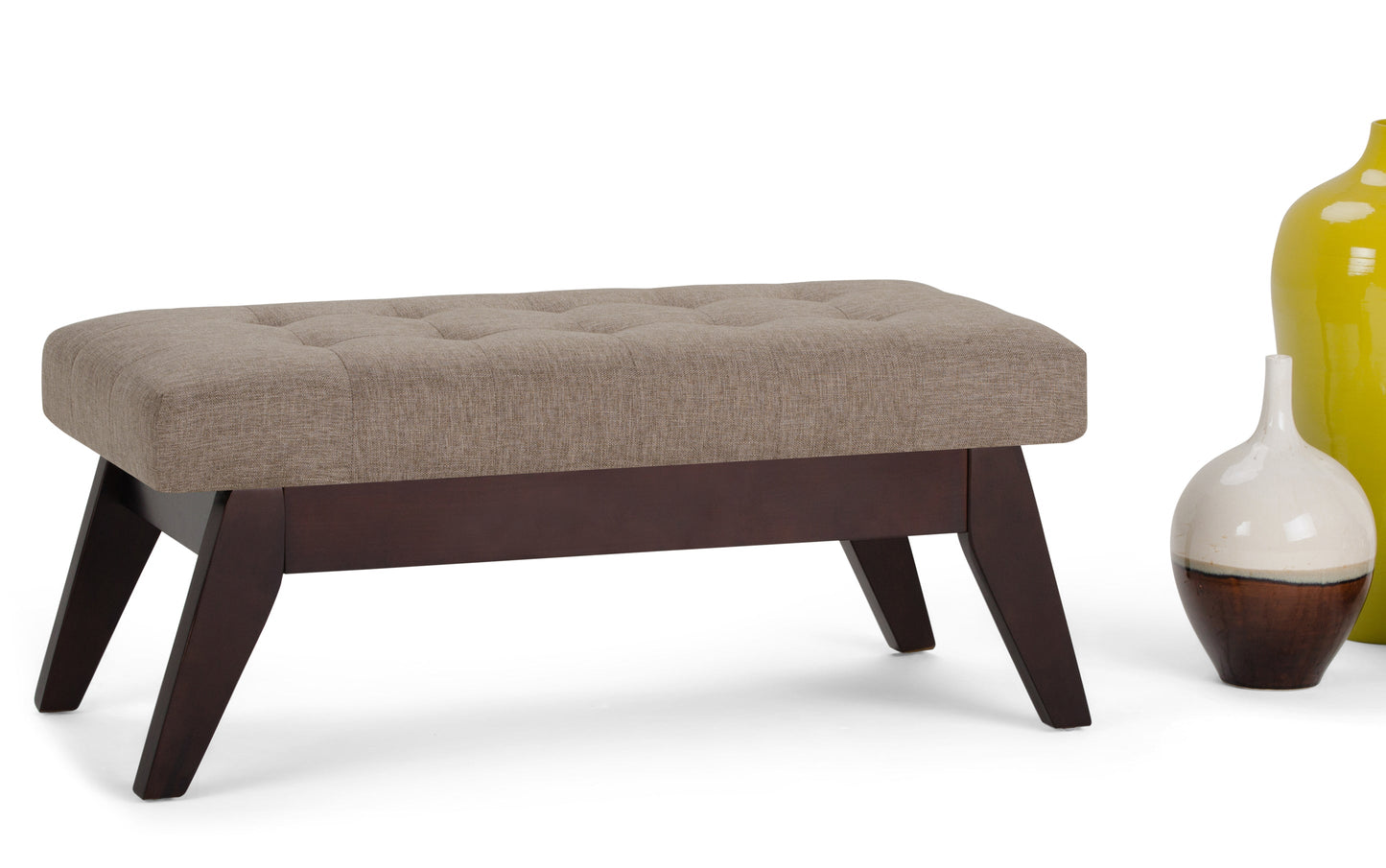 Fawn Brown Linen Style Fabric | Draper Ottoman Bench in Linen