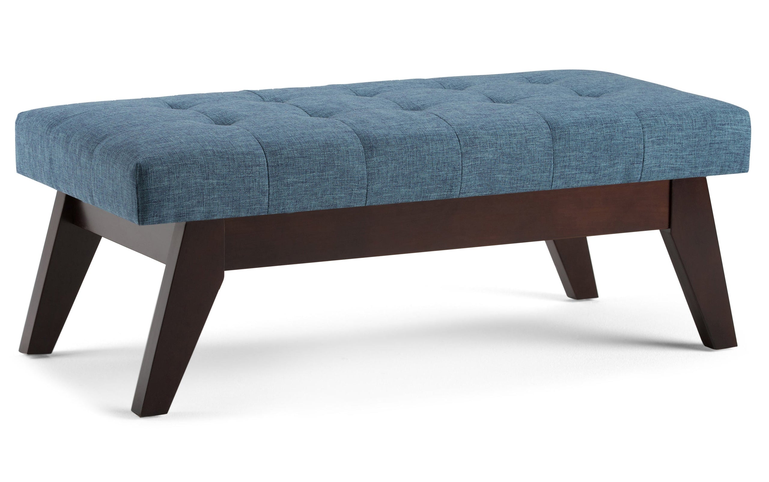 Denim Blue Linen Style Fabric | Draper Ottoman Bench in Linen