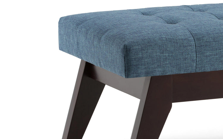 Denim Blue Linen Style Fabric | Draper Ottoman Bench in Linen