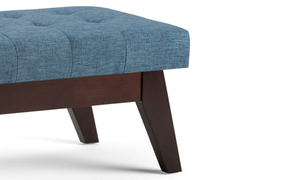 Denim Blue Linen Style Fabric | Draper Ottoman Bench in Linen