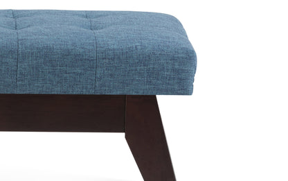 Denim Blue Linen Style Fabric | Draper Ottoman Bench in Linen