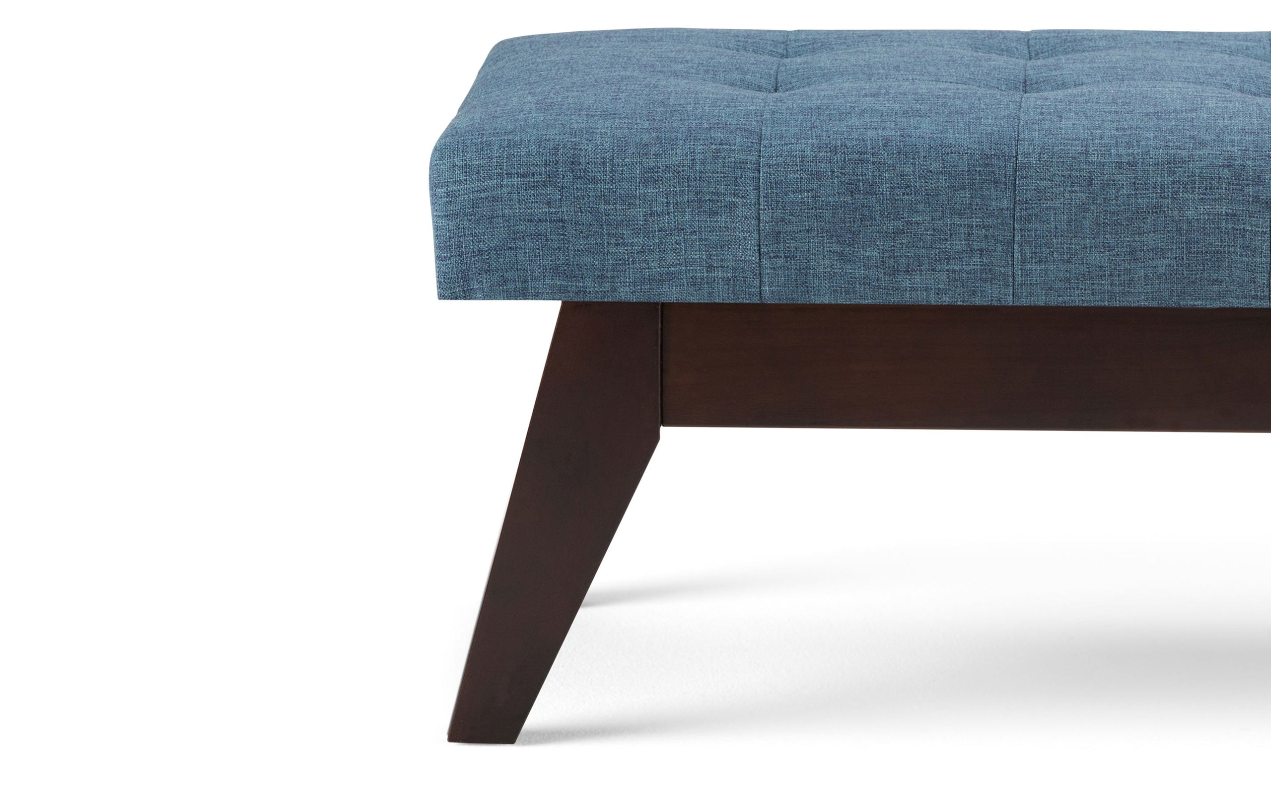 Denim Blue Linen Style Fabric | Draper Ottoman Bench in Linen