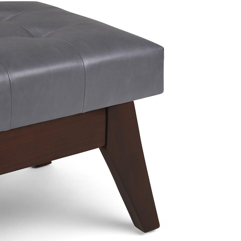 Stone Grey Vegan Leather | Draper Ottoman Bench in Vegan Leather