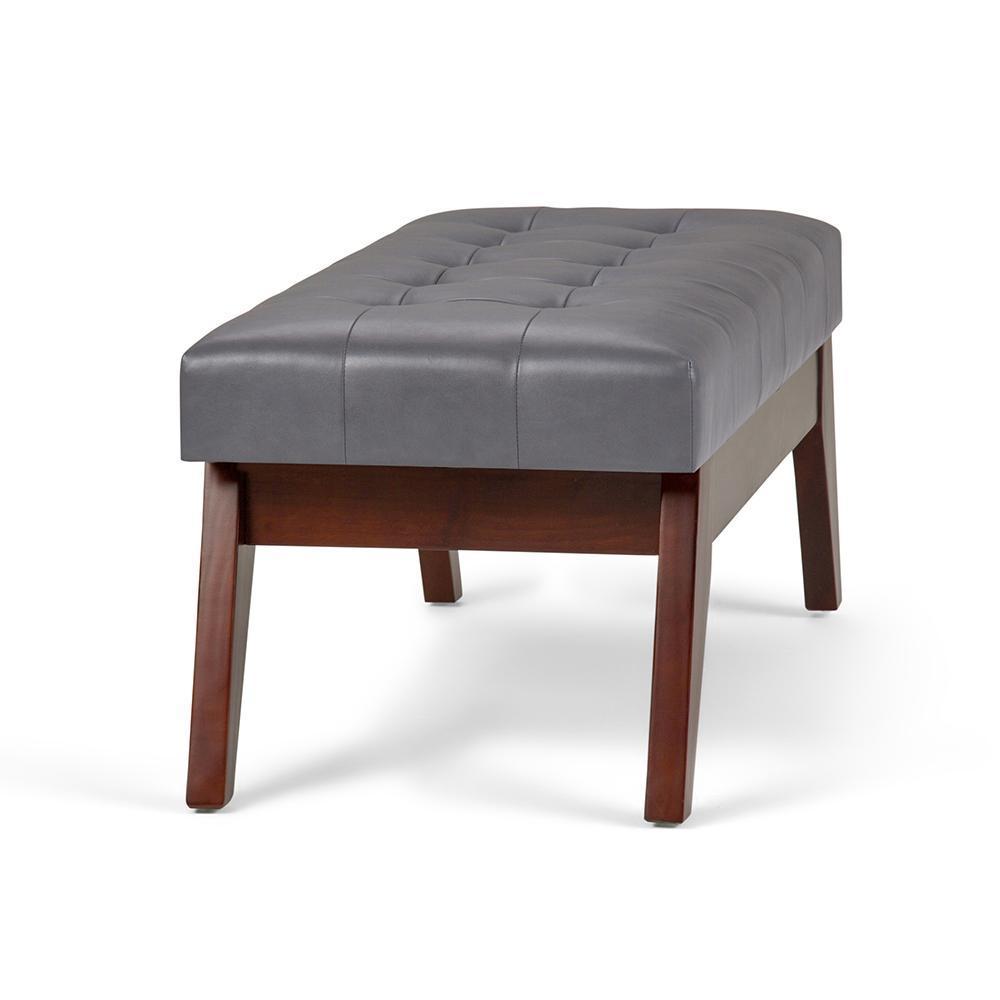 Stone Grey Vegan Leather | Draper Ottoman Bench in Vegan Leather