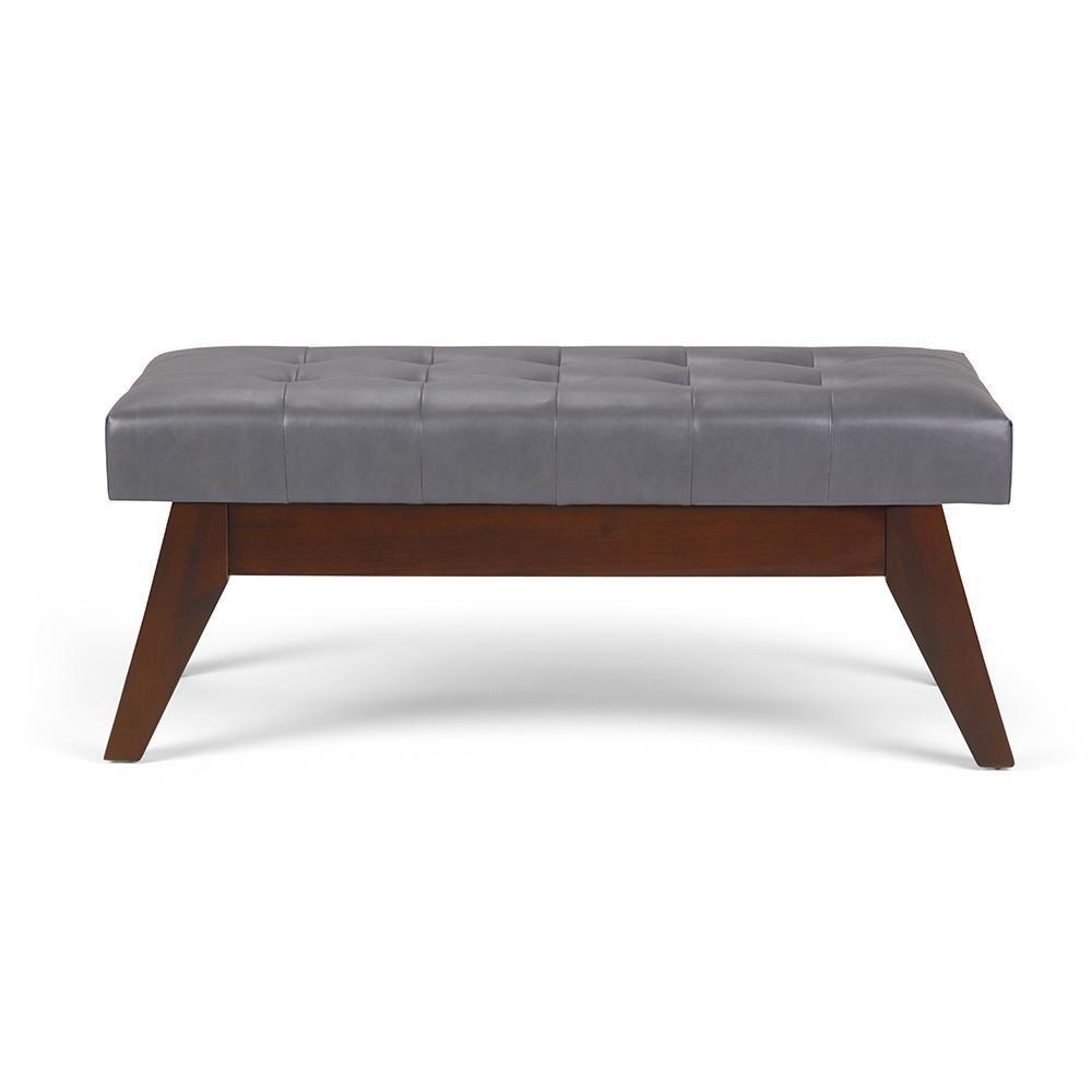 Stone Grey Vegan Leather | Draper Ottoman Bench in Vegan Leather