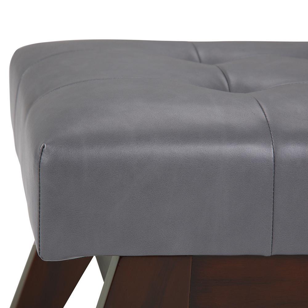 Stone Grey Vegan Leather | Draper Ottoman Bench in Vegan Leather