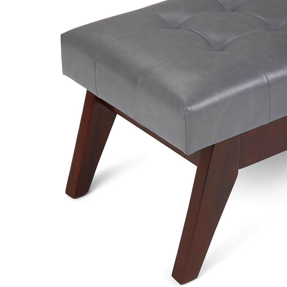 Stone Grey Vegan Leather | Draper Ottoman Bench in Vegan Leather