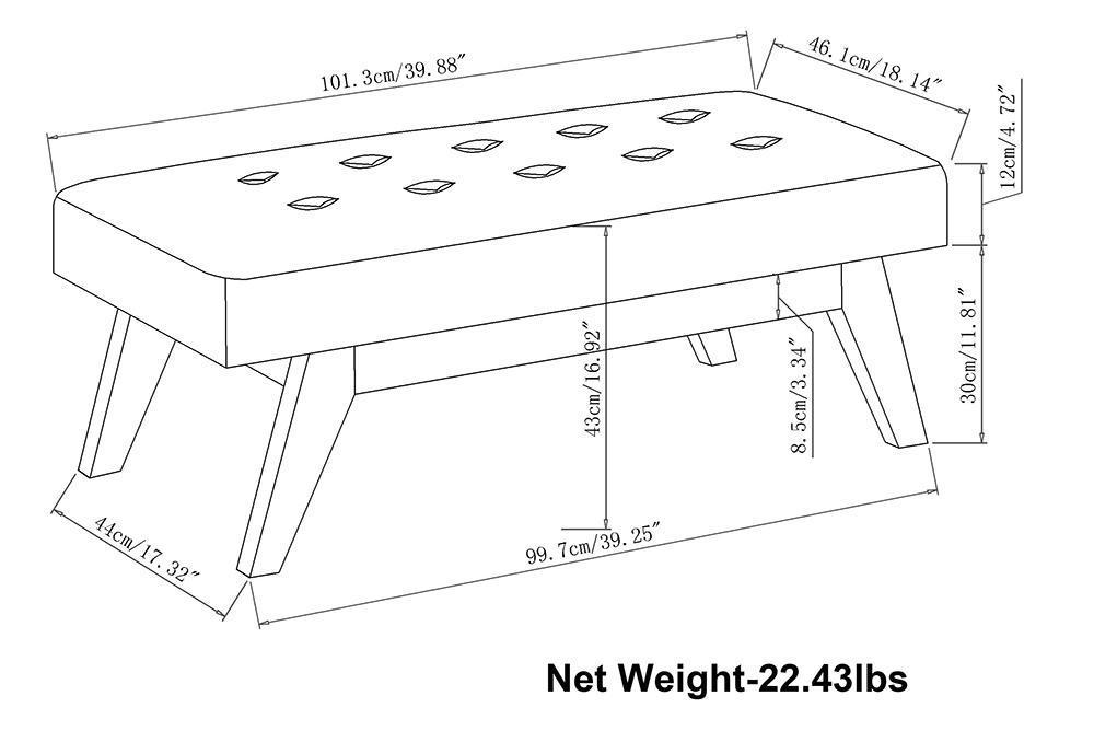 Stone Grey Vegan Leather | Draper Ottoman Bench in Vegan Leather