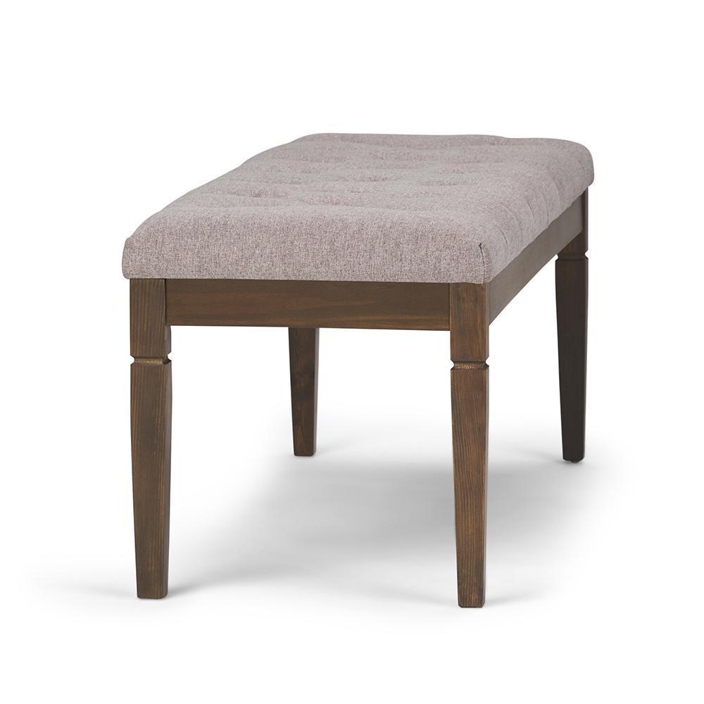 Cloud Grey Linen Style Fabric | Waverly Tufted Ottoman Bench