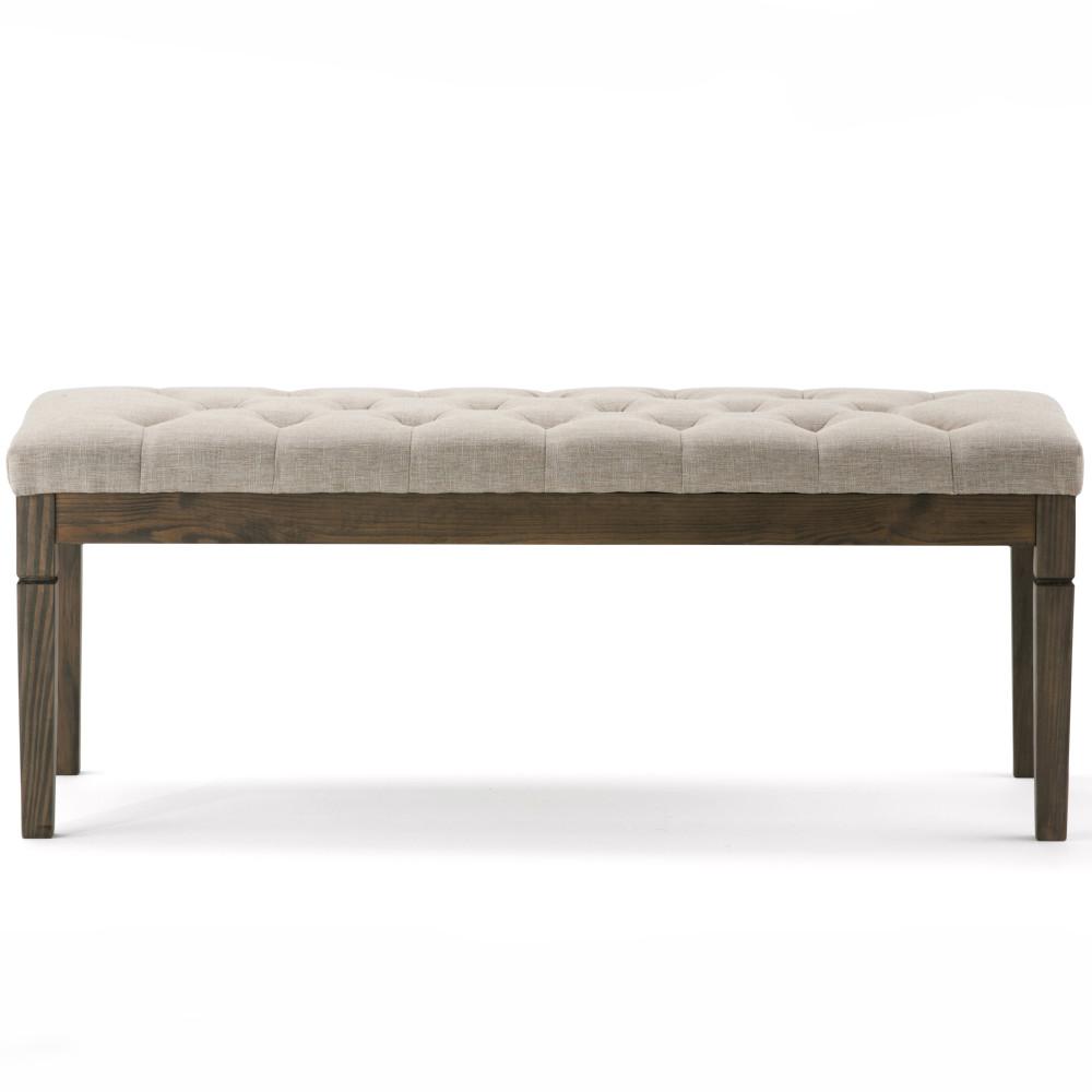 Natural Linen Style Fabric | Waverly Tufted Ottoman Bench