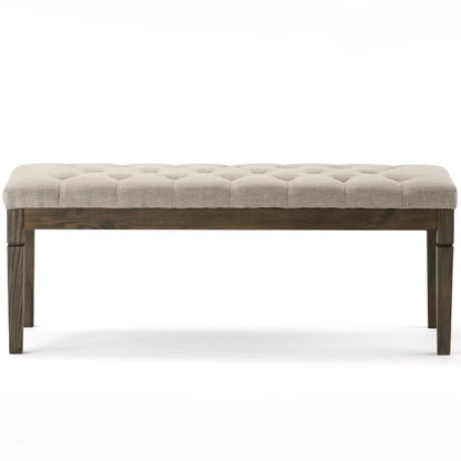 Natural Linen Style Fabric | Waverly Tufted Ottoman Bench