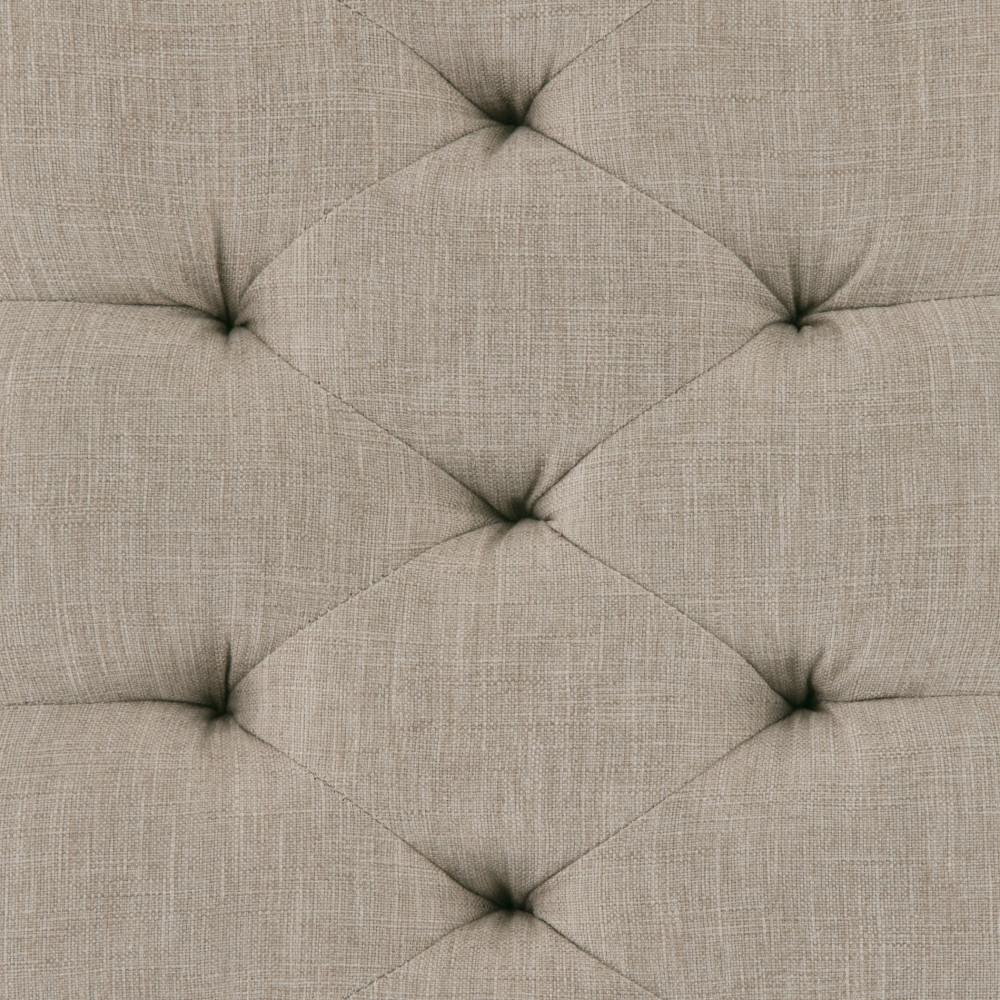 Natural Linen Style Fabric | Waverly Tufted Ottoman Bench