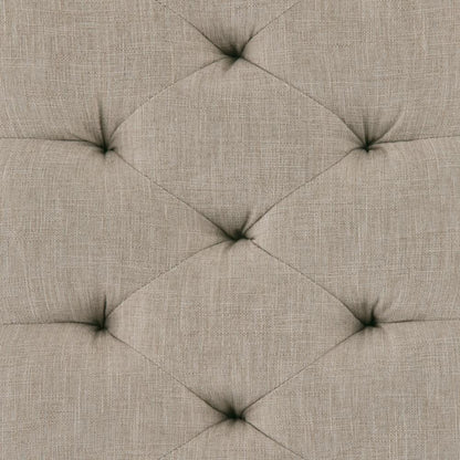 Natural Linen Style Fabric | Waverly Tufted Ottoman Bench