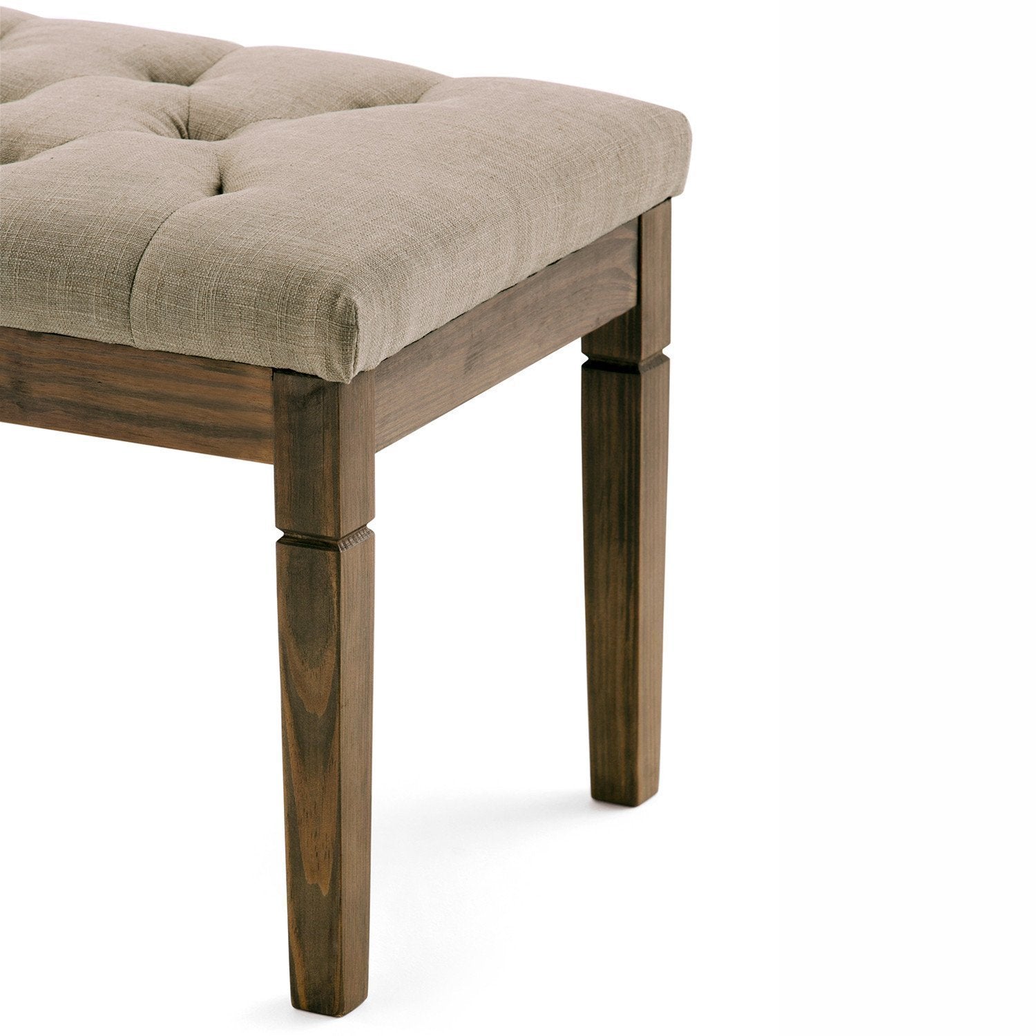 Natural Linen Style Fabric | Waverly Tufted Ottoman Bench