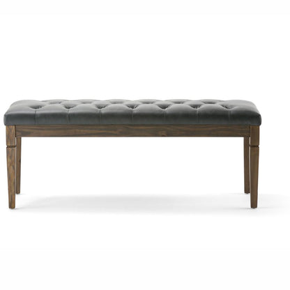 Slate Grey Vegan Leather | Waverly Tufted Ottoman Bench