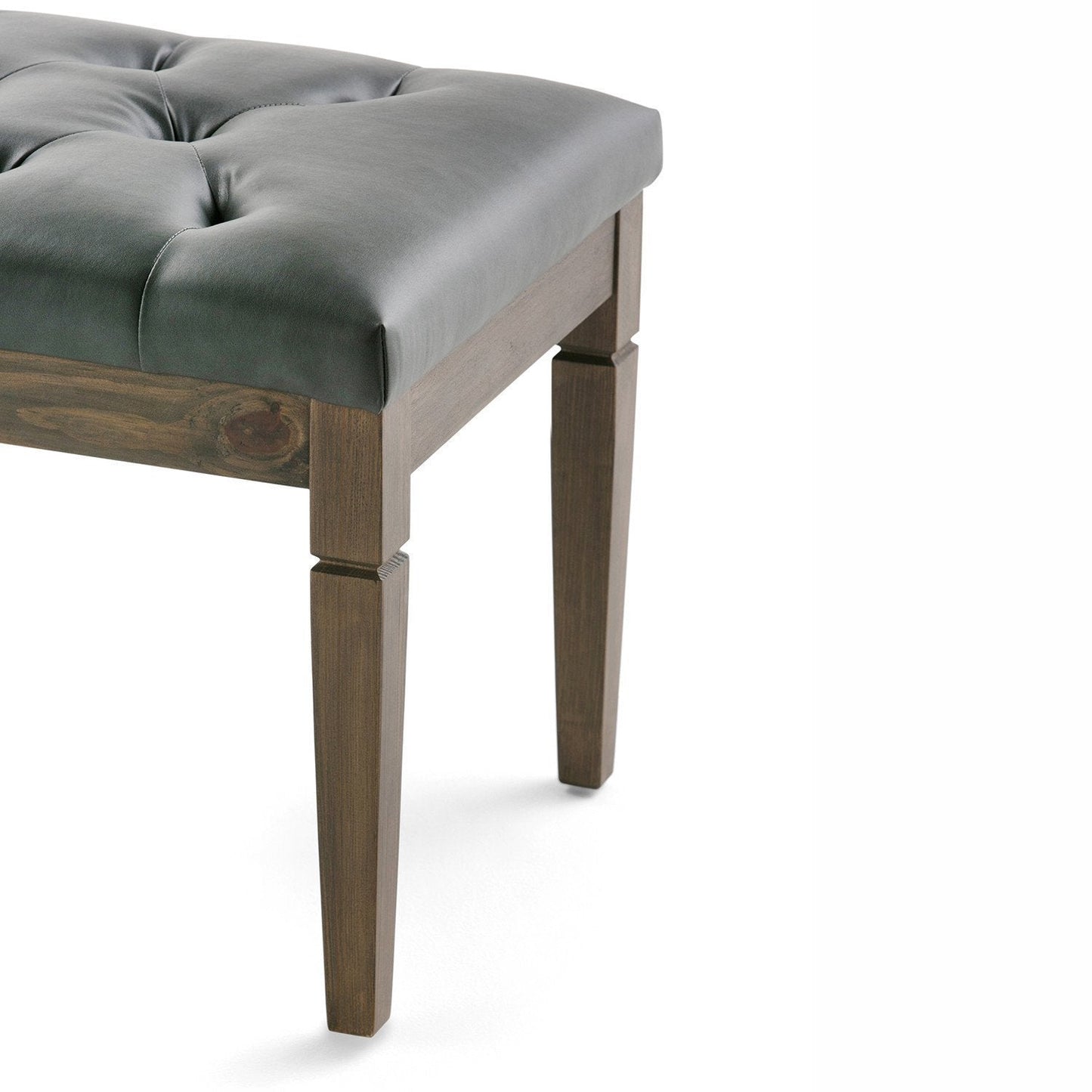 Slate Grey Vegan Leather | Waverly Tufted Ottoman Bench