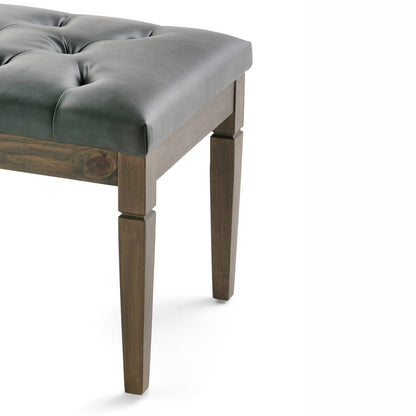 Slate Grey Vegan Leather | Waverly Tufted Ottoman Bench