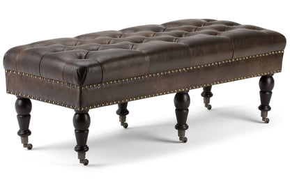 Distressed Brown Distressed Vegan Leather | Henley Tufted Ottoman