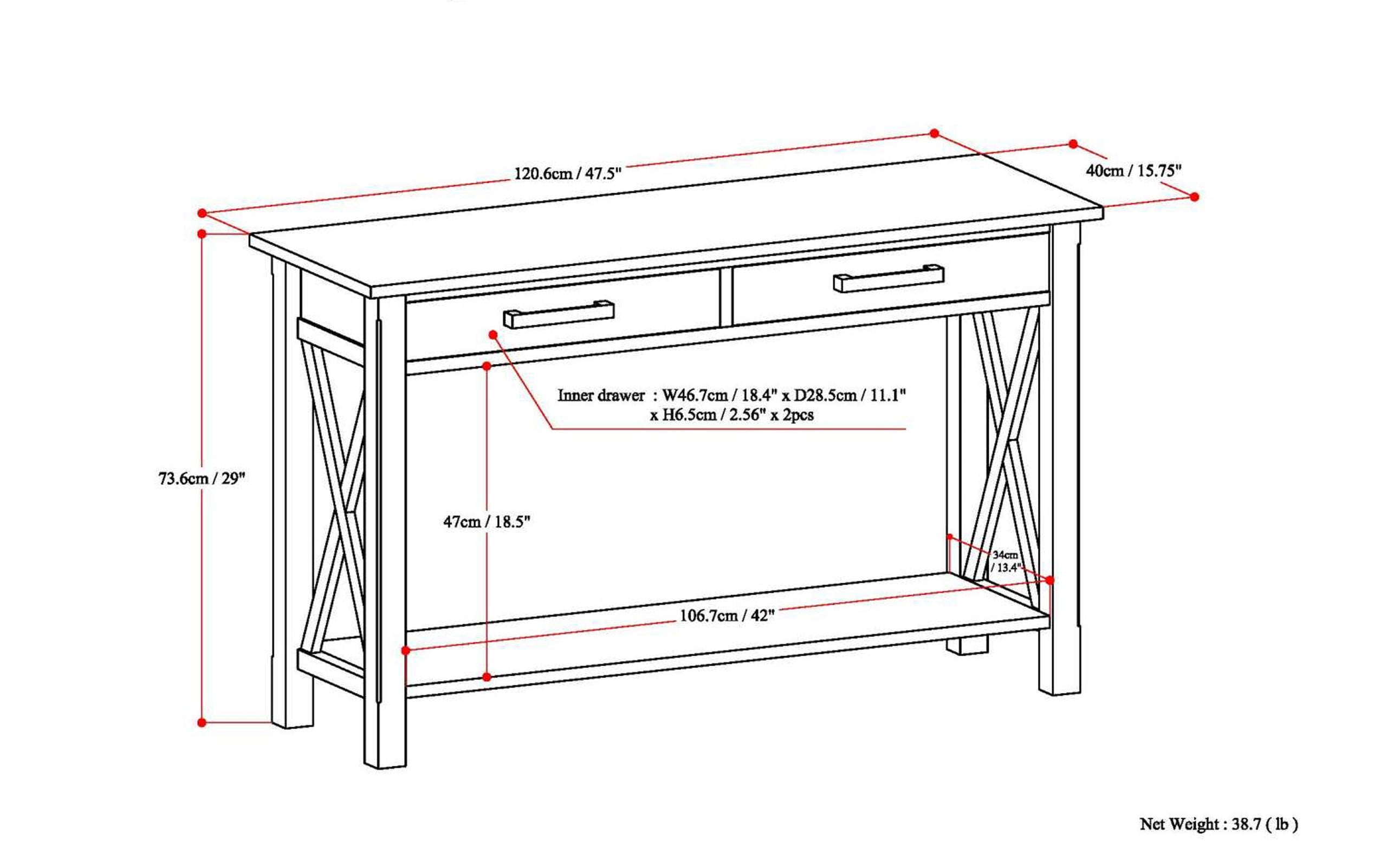 Farmhouse Grey | Kitchener 47.5 inch Console Sofa Table